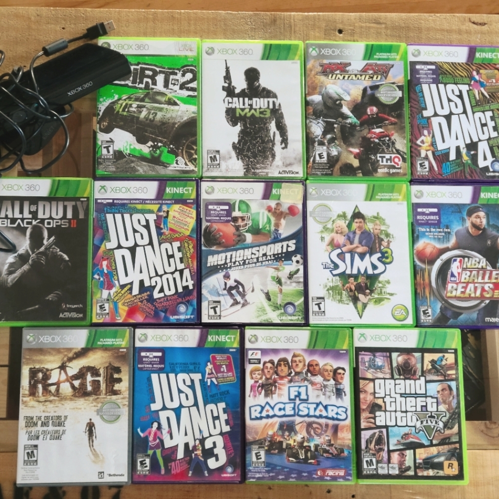 Lot of 15 Xbox 360 video games with Kinect